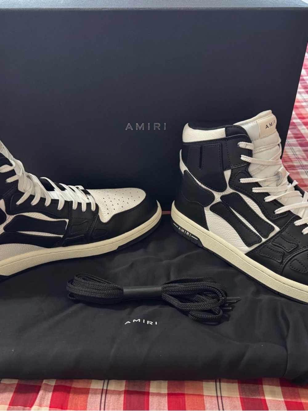 AMIRI Black and White High-Top Leather Sneakers - Picture 3 of 7